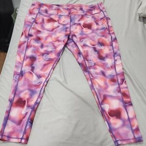 Tek Gear Pink and Purple Patterned Leggings With Pockets